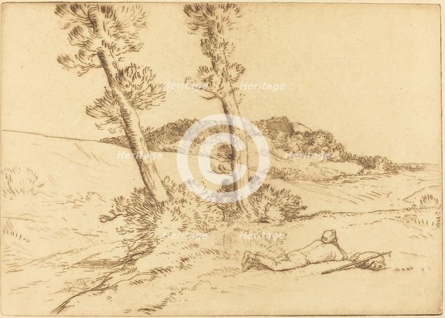 Traveler Reclining on the Grass (Le voyageur etendu sur le gazon). Creator: Alphonse Legros.