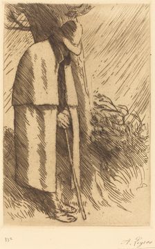 Traveler taking Shelter (Le voyageur a l'abri). Creator: Alphonse Legros