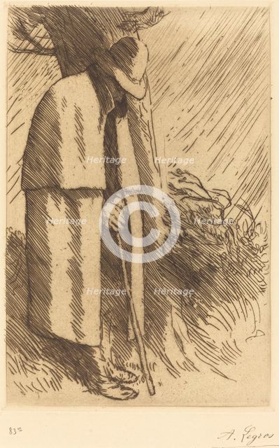 Traveler taking Shelter (Le voyageur a l'abri). Creator: Alphonse Legros.