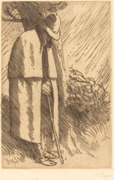 Traveler taking Shelter (Le voyageur a l'abri). Creator: Alphonse Legros
