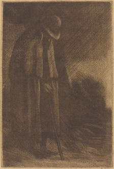 Traveler taking Shelter (Le voyageur a l'abri). Creator: Alphonse Legros