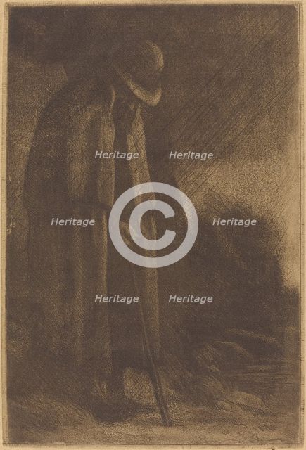 Traveler taking Shelter (Le voyageur a l'abri). Creator: Alphonse Legros.