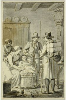 Traveler Talking with Family in Kitchen, n.d. Creator: Possibly Jacob Smies Dutch, 1764-1833