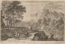 Travelers on Road to Left of a Stream. Creator: Herman van Swanevelt