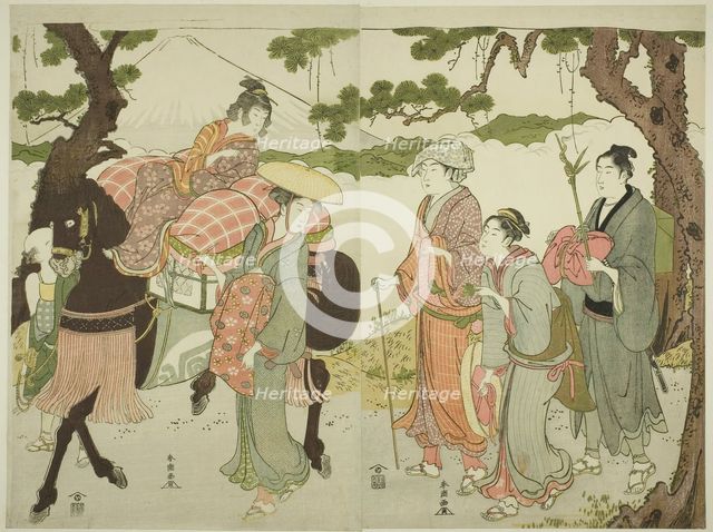 Travelers on the Tokaido, c. 1780/1801. Creator: Katsukawa Shuncho.