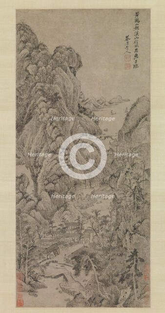 Travelers among Streams and Mountains, probably 1670s. Creator: Wu Li.