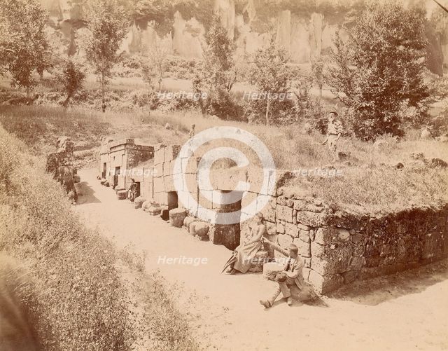 Travelers By Ancient Monument, 1880s. Creator: Unknown.