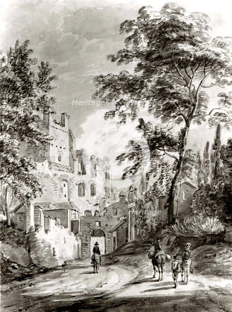 Travelers Entering a Town, 1751-1809. Creator: Paul Sandby.