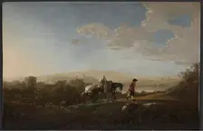 Travelers in Hilly Countryside, c. 1650. Creator: Aelbert Cuyp (Dutch, 1620-1691)
