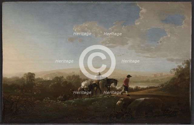 Travelers in Hilly Countryside, c. 1650. Creator: Aelbert Cuyp (Dutch, 1620-1691).