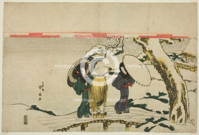 Travelers in Snow, Japan, early 19th century. Creator: Katsukawa Shunsen.