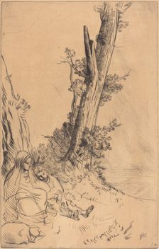 Travelers Resting (Les voyageurs fatigues). Creator: Alphonse Legros