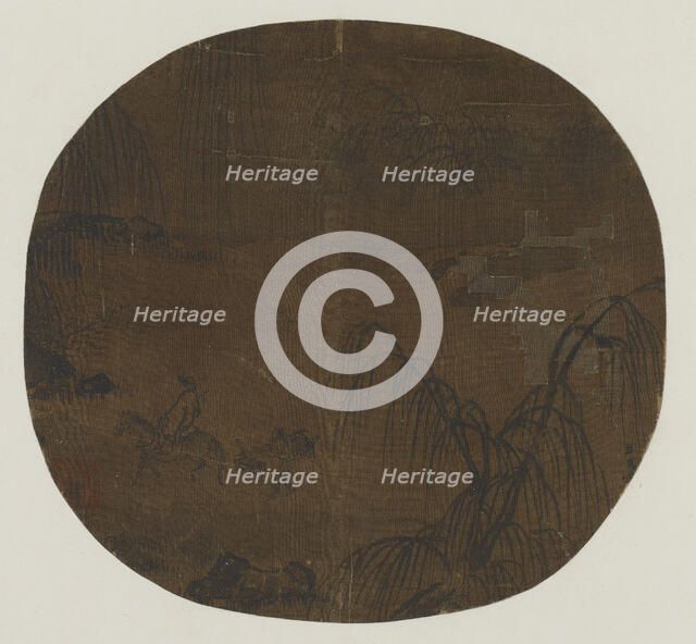 Travelers under willow trees, Yuan or Ming dynasty, 1279-1644. Creator: Unknown.