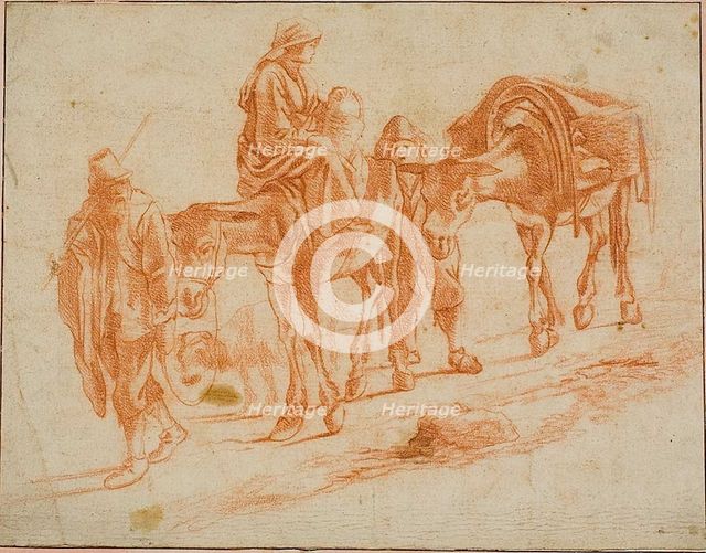 Travelers with Two Mules, n.d. Creator: Jan Miel.