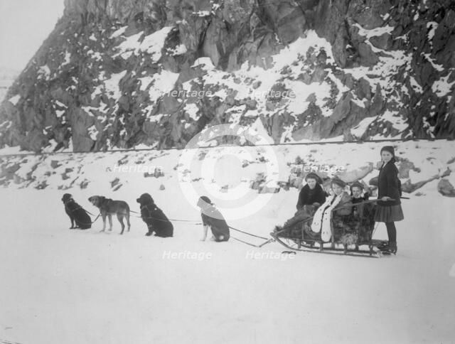 Traveling by dog sled, between c1900 and 1917. Creator: Unknown.