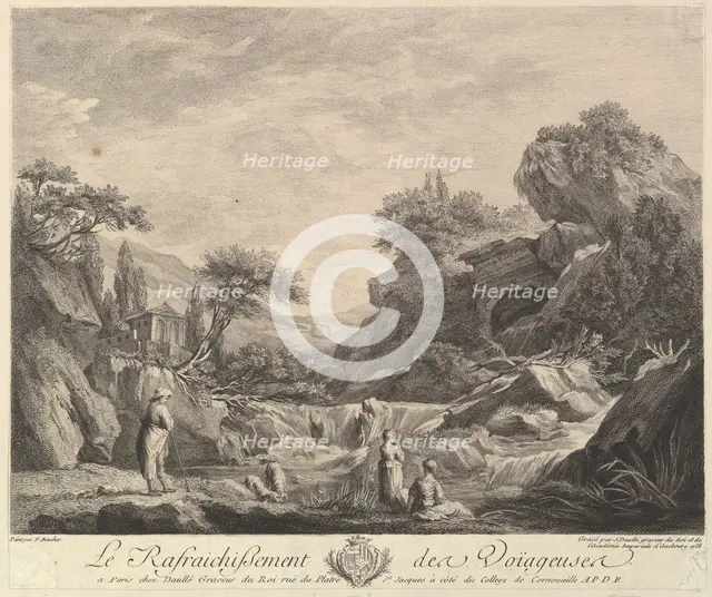 Traveling Women Drinking Water, 1758. Creator: Jean Daullé.