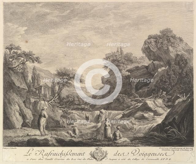 Traveling Women Drinking Water, 1758. Creator: Jean Daullé.