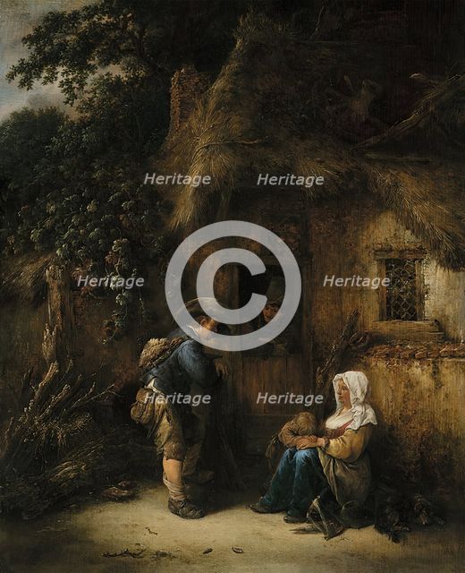 Traveller at a Cottage Door, 1649. Creator: Isaac van Ostade.