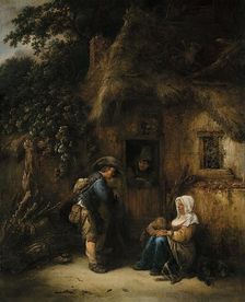Traveller at a Cottage Door, 1649. Creator: Isaac van Ostade
