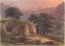 Traveller in a Mountainous Landscape at Sunset, 1800/1805. Creator: Franz Kobell