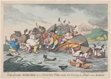 Traveller Refreshed in a Stagnet [sic] Pool, after the Fatigues of a Dusty..., February 1, 1809. Creator: Thomas Rowlandson