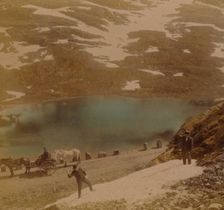 Travellers with July snowballs, on road over the Haukeli mountains, Norway Artists: Elmer Underwood, Bert Elias Underwood