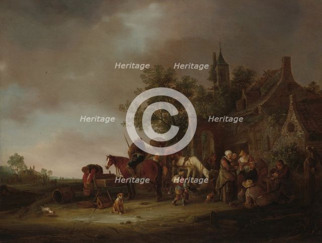 Travellers Halting at an Inn, 1643. Creator: Unknown.