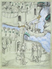 Travellers in the Middle East, c1410-c1420. Creator: Master of the Mandeville Travels
