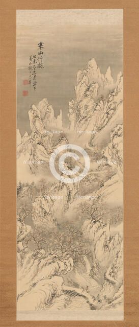 Travellers in Cold Mountains, 1859. Creator: Hine Taizan.