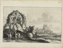 Travellers in Front of the Minerva Medica Temple in Rome, c. 1646. Creator: Jan van de Velde II