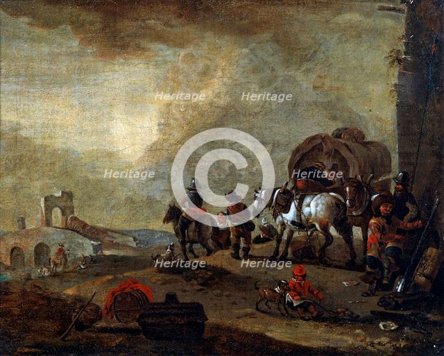 'Travellers on the Way', 17th century. Creator: Philip Wouverman.