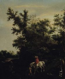 Travellers on a forest road, c1670s. Creator: Jacob van Ruisdael