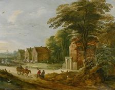 Travellers Passing through a Village late 16th or early 17th century. Artist: Joos de Momper, the younger