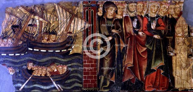 Travellers received in Rome in solemn procession, fragment of the 'Altarpiece of St. Ursula', pan…