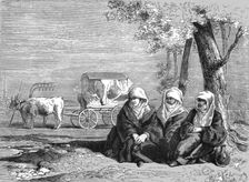 Travellers reposing on the banks of Lake Doiran; Notes on Albania 1875. Creator: Frederick A. Lyons