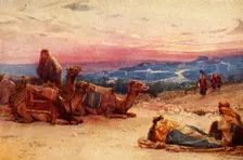 Travellers Resting Outside Palestine Village - Acts xx 5 c1924. Creators: James Clark, Henry A Harper
