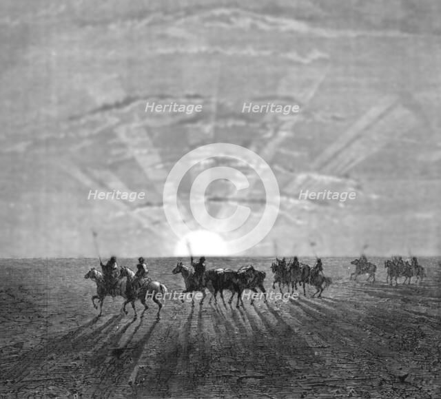 'Travelling across the Desert of Khiva; Superstitions in Central Asia', 1875. Creator: Armin Vambery.