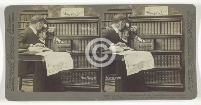 Travelling by the Underwood Travel System - Stereographs, Guide-Books Patent Map System, 1908. Creator: Underwood & Underwood.