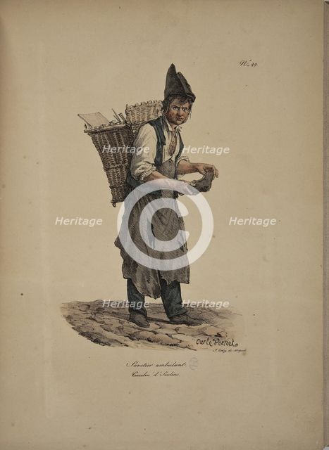 Travelling Cobbler. From the Series "Cris de Paris" (The Cries of Paris), 1815. Creator: Vernet, Carle (1758-1836).