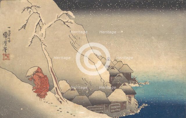 Travelling in a Snowstorm, ca. 1830. Creator: Utagawa Kuniyoshi.