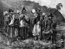 Travelling lamas at Darjeeling, Himalayas, 1873. Creator: F Wentworth