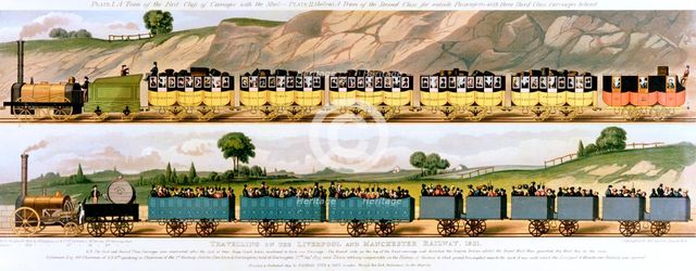'Travelling on the Liverpool and Manchester Railway', 1831. Artist: Unknown