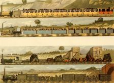 Travelling on the Liverpool and Machester Railway 1831, (1945). Creator: SG Hughes