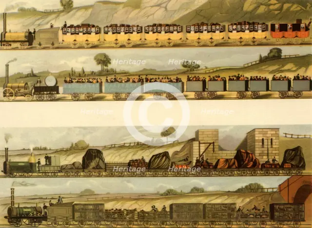 'Travelling on the Liverpool and Machester Railway', 1831, (1945). Creator: SG Hughes.