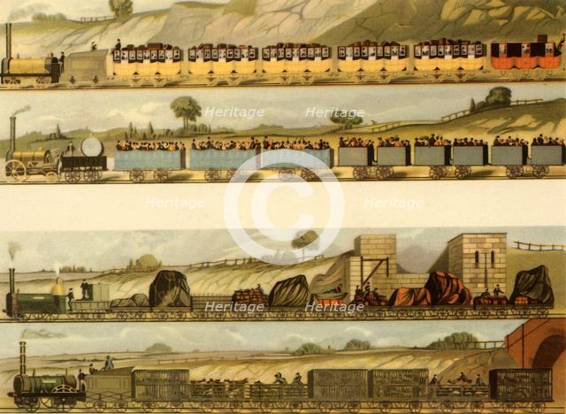 'Travelling on the Liverpool and Machester Railway', 1831, (1945). Creator: SG Hughes.