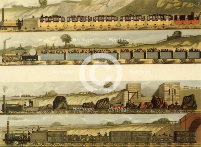 'Travelling on the Liverpool and Machester Railway', 1831, (1945). Creator: SG Hughes.