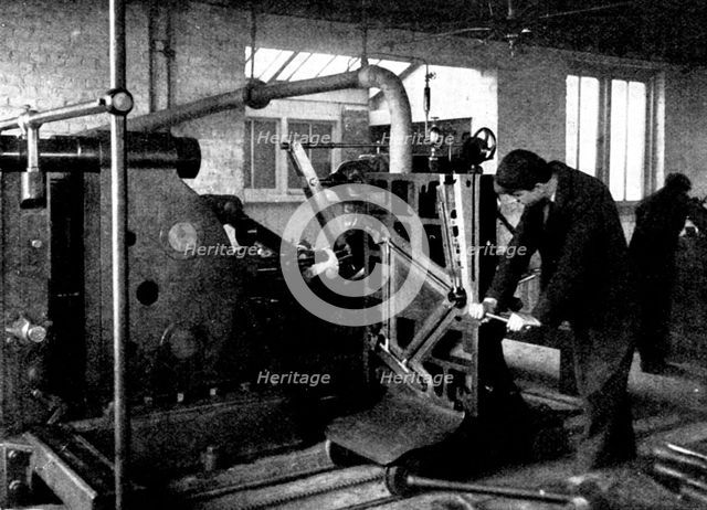 Travelling portion of jig and press, with cycle-frame in position, 1898. Creator: Unknown.