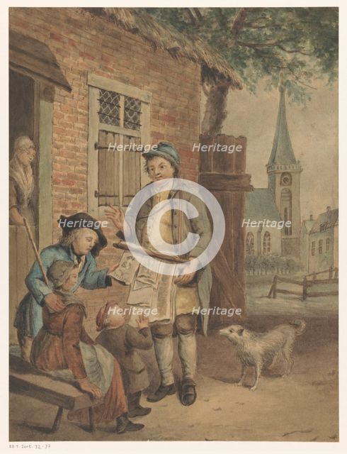 Travelling print-seller in a village, 1800-1899.  Creator: Anon.