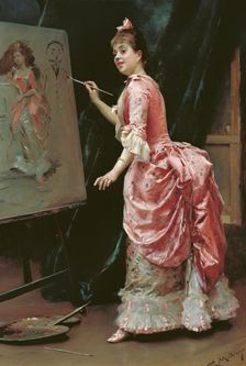 Travesuras de la modelo (Model Making Mischief), c1885. Creator: Madrazo y Garreta, Raimundo de (1841-1920)