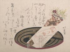 Tray with Noshi Paper (Noshi Indicates a Present), 1816., 1816. Creator: Totoya Hokkei